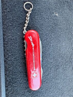 Wenger Victorinox red Swiss Army keychain knife with white cross